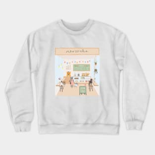 Cat cafe - cute tea coffee bakery scene Crewneck Sweatshirt